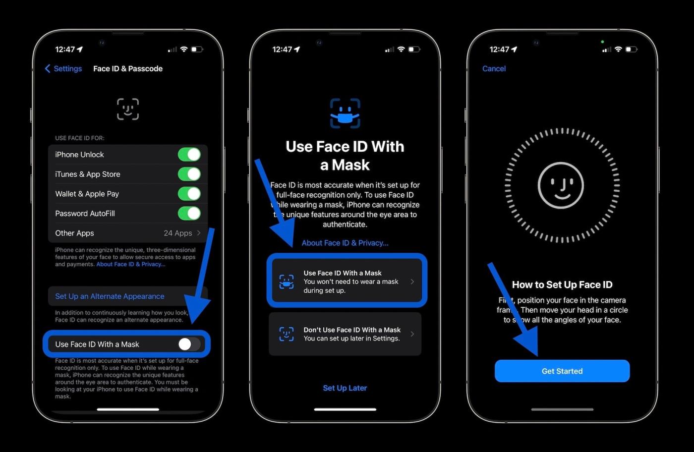 A Face ID feloldása maszk viselése esetén iOS 15.4 rendszeren