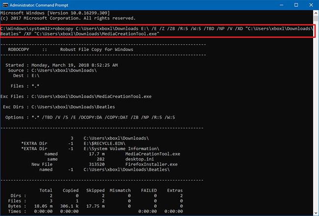 Hur man utesluter filer och mappar med Robocopy i Windows 10