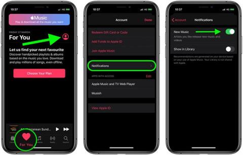 Slik aktiverer/deaktiverer du varsler for nye Apple Music-utgivelser i iOS