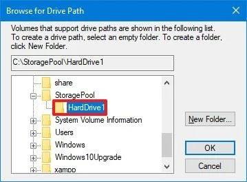 Instruktioner til montering af en harddisk i en mappe på Windows 10