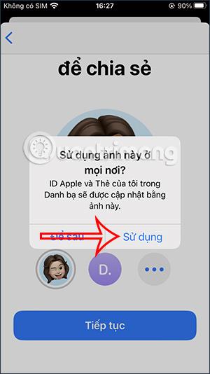 A Memoji használata Apple ID avatarként