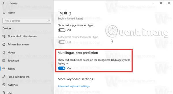 Jak nastavit funkci Multilingual Text Prediction ve Windows 10