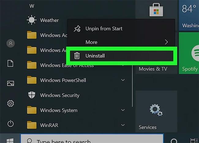 Kā noņemt instalētās lietojumprogrammas no veikala operētājsistēmā Windows 10