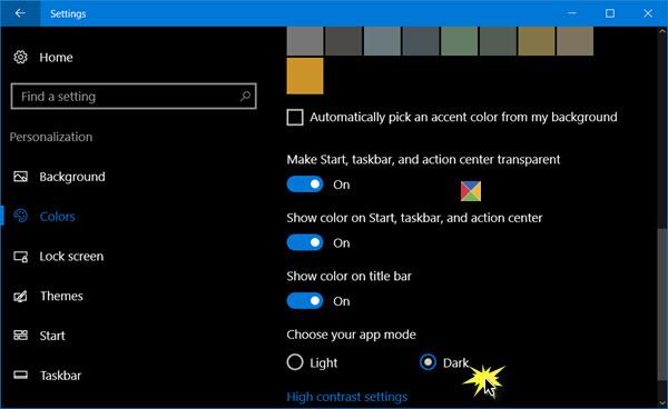 Uključite Dark Mode na Windows 10