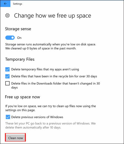 Så här får du tillbaka 30 GB utrymme efter uppdatering av Windows 10 Fall Creators Update