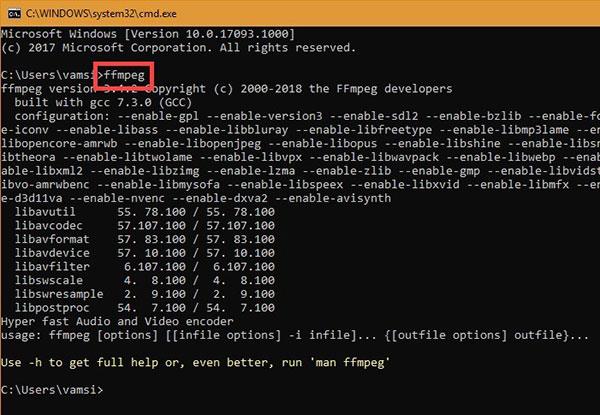 Kaip įdiegti ir pridėti FFmpeg į kelią sistemoje „Windows 10/8/7“.