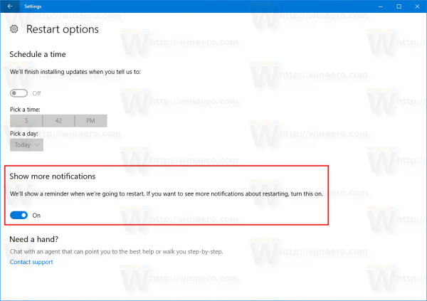 Iespējojiet atjaunināšanas restartēšanas paziņojumus operētājsistēmā Windows 10