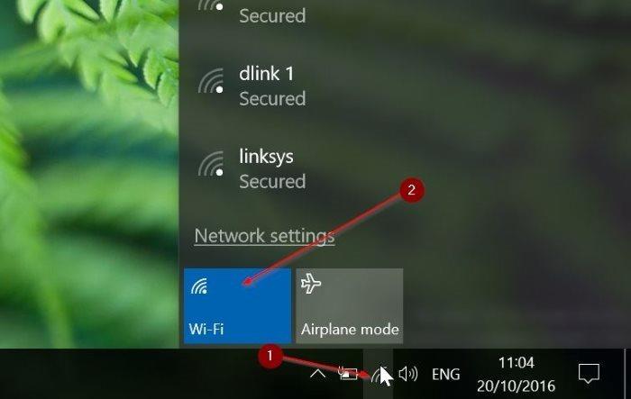 Nastavte časovač na automatické zapnutí Wifi po 1 hodině, 4 hodinách nebo 1 dni ve Windows 10