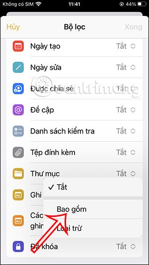 Intelligens mappák használata a Note iPhone alkalmazásban