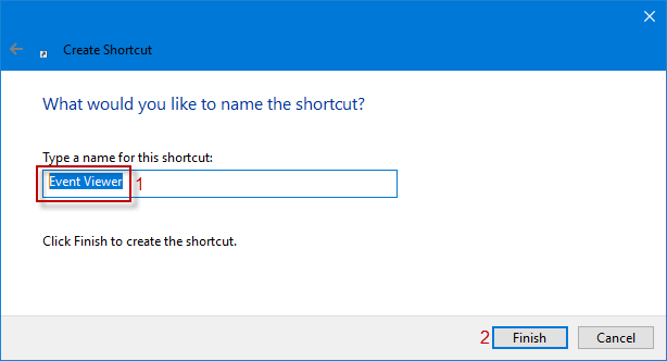 Hvernig á að búa til Event Viewer flýtileið á Windows 10 skjáborðinu