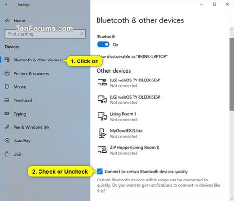 Jak povolit nebo zakázat správné párování s periferními zařízeními Bluetooth ve Windows 10