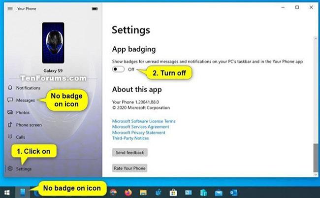 Sådan aktiveres/deaktiveres App Badging mulighed for ulæste beskeder og meddelelser i Windows 10