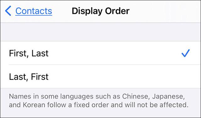 Як змінити порядок імен контактів у контактах iPhone або iPad