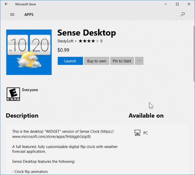 Sense Desktop: labākais pulkstenis operētājsistēmas Windows 10 darbvirsmai