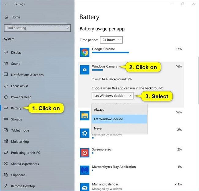 Jak spravovat využití baterie na aplikaci v systému Windows 10