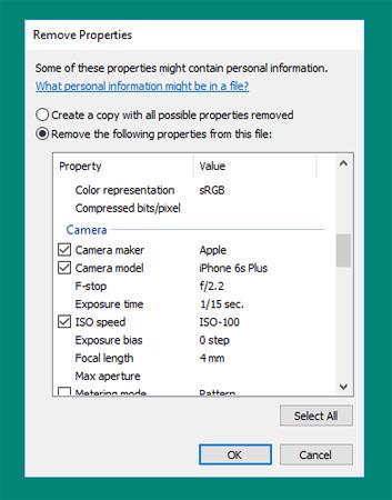 Instruktioner för att ta bort fotoegenskaper i Windows 10