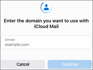 Instruktioner til opsætning af et brugerdefineret e-mail-domæne på iCloud