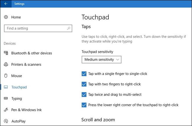 Як активувати Virtual Touchpad Windows 10 Creators Update