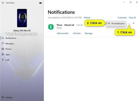 Hvernig á að festa og losa tilkynningar í Your Phone appinu á Windows 10