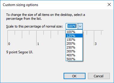 Sådan rettes fejlen Custom Scale Factor Is Set i Windows 10