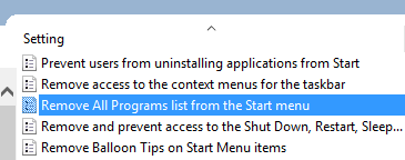 Instruktioner för att ta bort alternativet Alla appar på Windows 10 Start-menyn