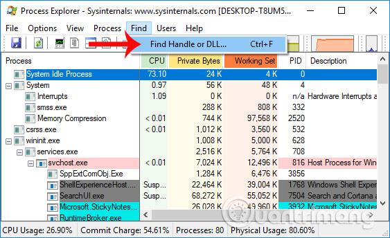 Hvernig á að prófa forrit með vefmyndavél með Process Explorer