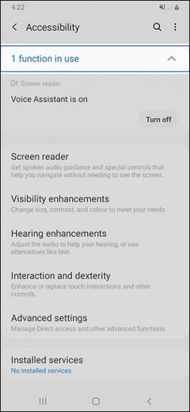Kā izslēgt ekrāna lasītāju Samsung Galaxy