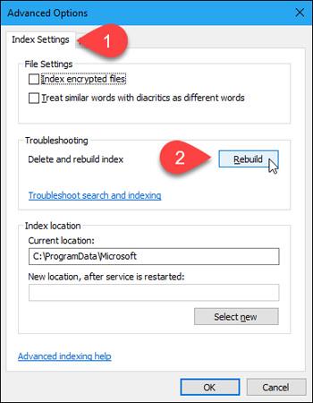 Instruktioner til at skjule filer og mapper i Windows 10 Search