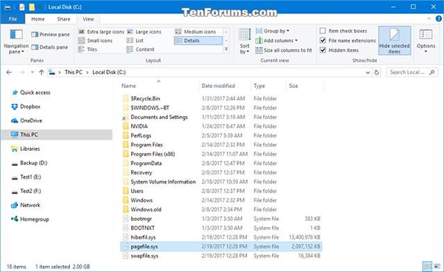 A Pagefile virtuális memória kezelése Windows 10 rendszerben