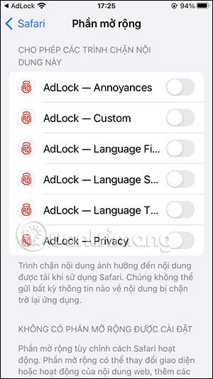 Az AdLock használata hirdetések blokkolására a Safari iPhone készüléken