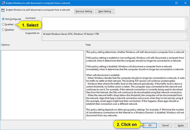 Engedélyezze/letiltja a szolgáltatást a számítógép hálózatról való leválasztására a Windows 10 rendszerben