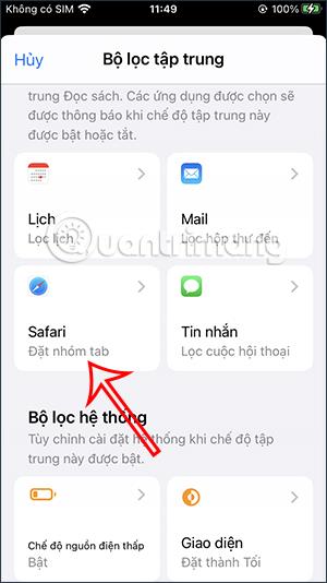 A Safari lapcsoportok beállítása az iPhone Focus módban való eléréséhez