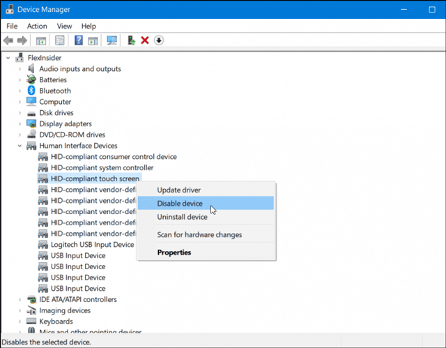 Kosketusnäytön poistaminen käytöstä Windows 10 -laitteissa