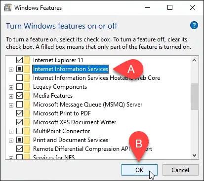 Installera och konfigurera en webbplats i IIS på Windows 10