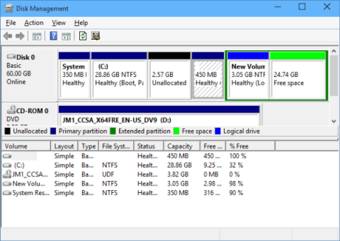 Sådan ændres Disk Management-visning på Windows 10