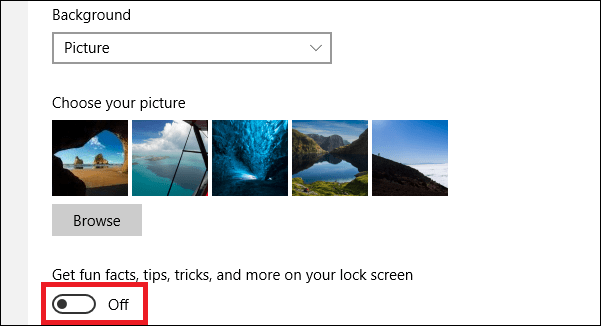 Instrukcijos, kaip išjungti skelbimus užrakinimo ekrane „Windows 10“.