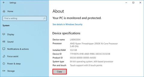 Kā kopēt un ielīmēt aparatūras specifikācijas operētājsistēmā Windows 10