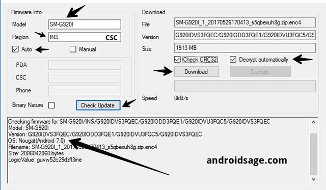 Listi yfir vörukóða og tiltekin vörusvæði CSC af Samsung Galaxy