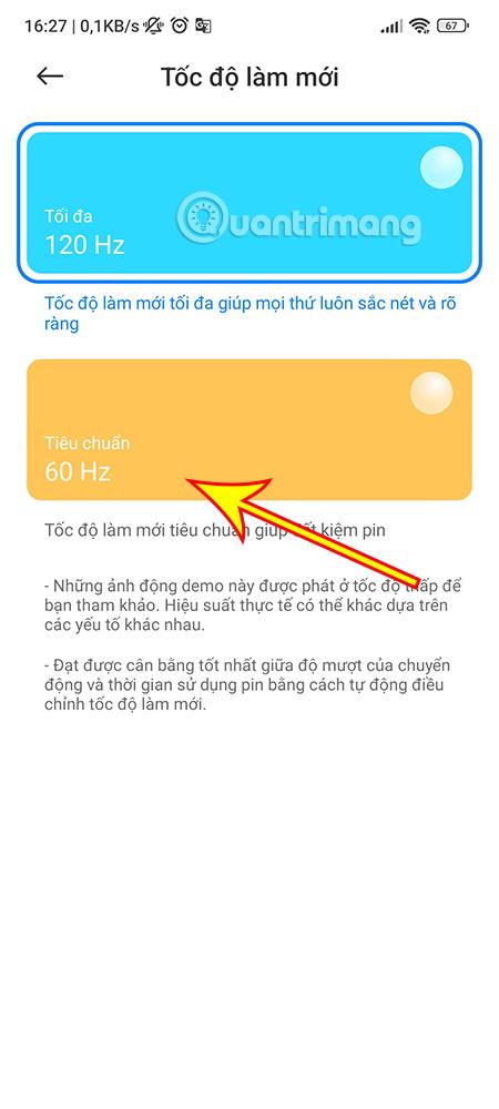 Hvernig á að stilla skannatíðni Xiaomi símaskjás