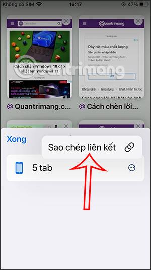 Kā kopēt visu saiti Safari iPhone