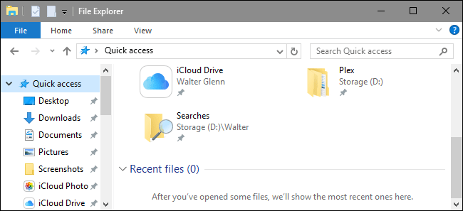 Ryd søgehistorikken for seneste filer i File Explorer Windows 10