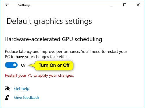 Vypněte/zapněte funkci Hardwarově akcelerované plánování GPU ve Windows 10