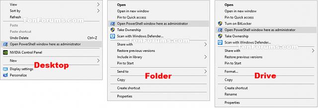 Kā pievienot "Atvērt PowerShell logu šeit kā administratoram" ar peles labo pogu noklikšķiniet uz izvēlnes Windows 10