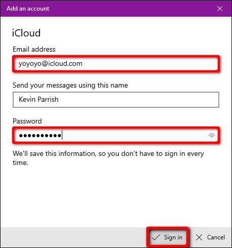 Як налаштувати доступ до електронної пошти та календаря iCloud у Windows 10