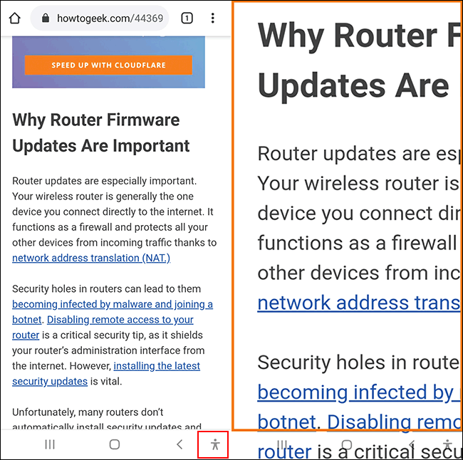 Hvernig á að auka leturstærð fyrir vefsíður á Android