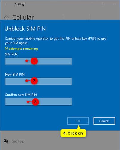 Kako odkleniti kartico SIM v sistemu Windows 10, ko vnesete napačno kodo PIN