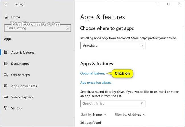 Microsoft WordPadin asentaminen/poistaminen Windows 10:ssä