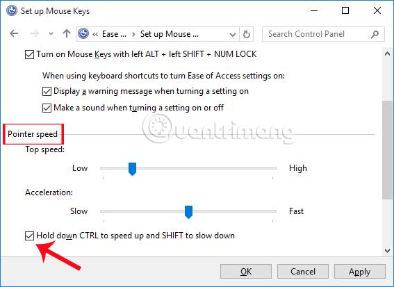 Sådan aktiveres funktionen Mouse Keys i Windows 10