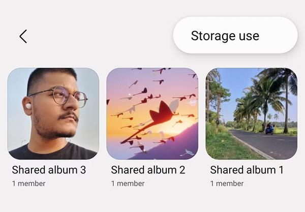 Instruksjoner for å lage delte album på Samsung