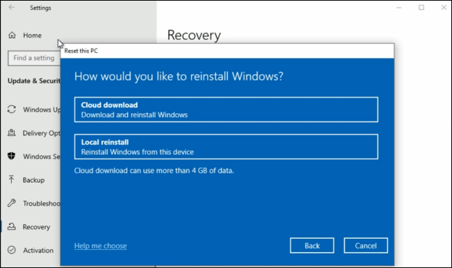 Νέες δυνατότητες του Reset This PC στα Windows 10